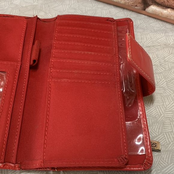Fossil Red Leather (6") Organizer Wallet With Pen Holder & Silver Accents - Picture 10 of 16